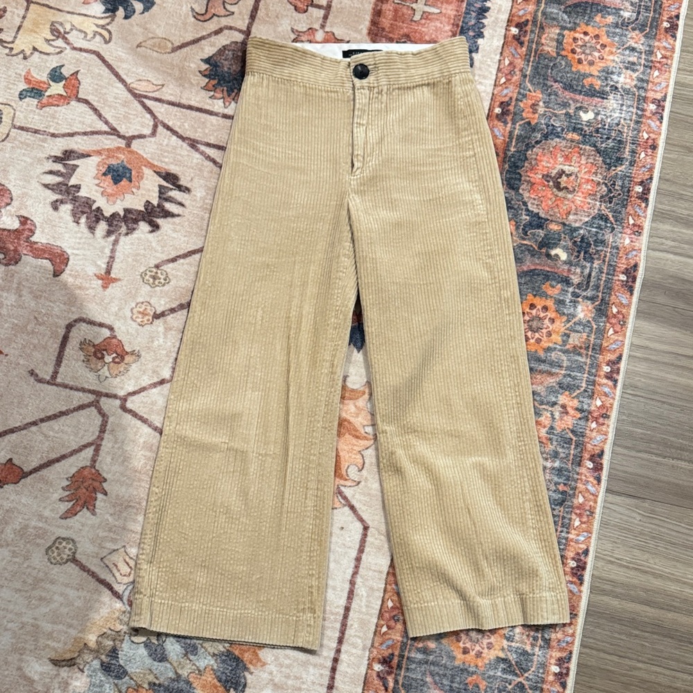 Zara Tan Wide Leg Corduroy Pants